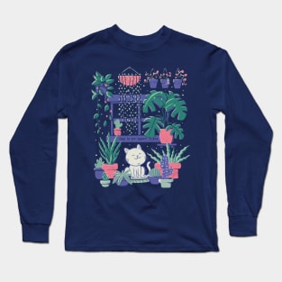 Happy Place - Cute Flowers Cat Gift Long Sleeve T-Shirt